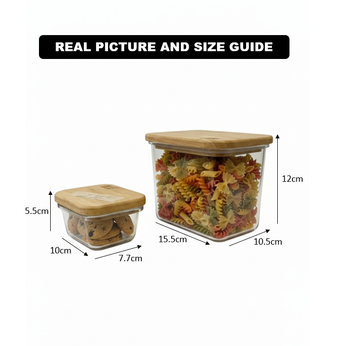 Airtight Glass Container with Wooden Lid