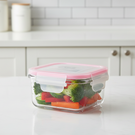 440ML Square Glass Container with Lid