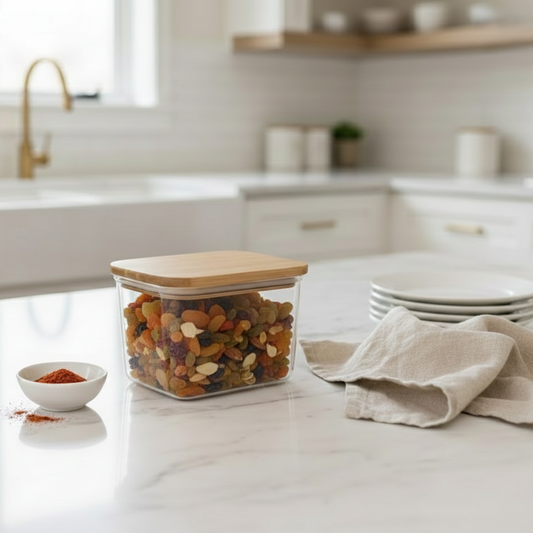 Airtight Glass Container with Wooden Lid