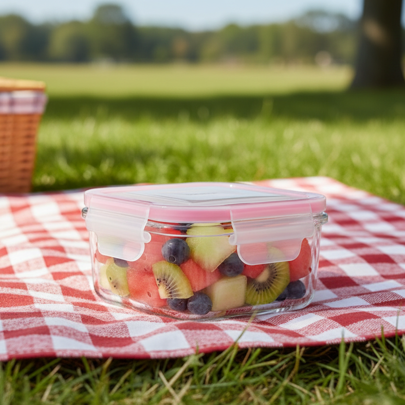 440ML Square Glass Container with Lid