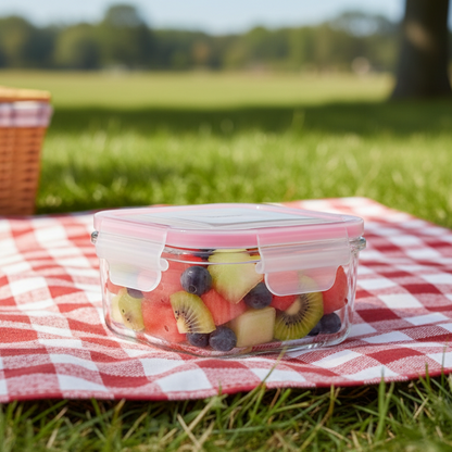 440ML Square Glass Container with Lid