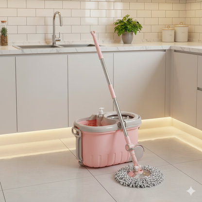 Walkable Spin Mop With Pedal, Handle & Wheel