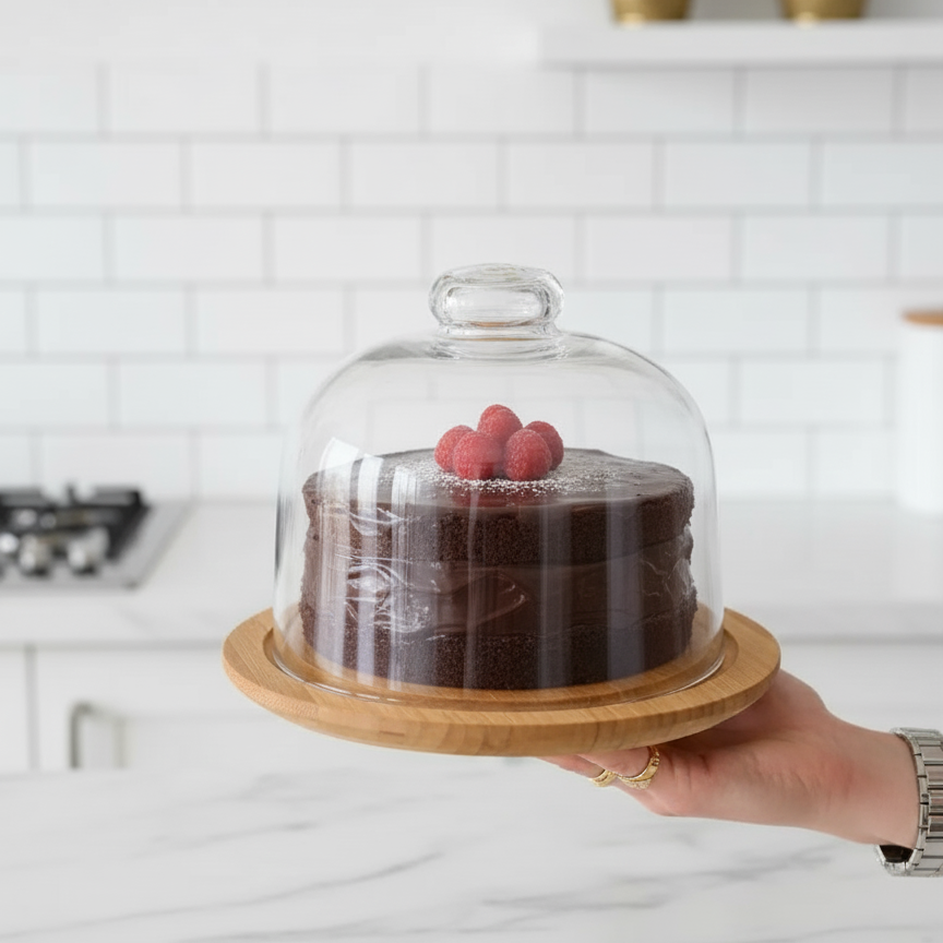Lavish Wooden Base Serving Dome