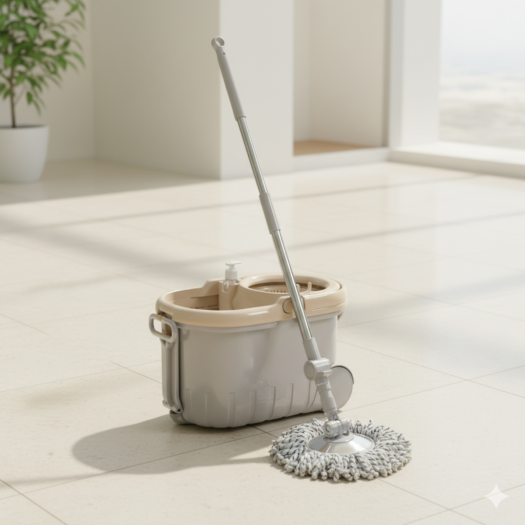 Walkable Spin Mop With Pedal, Handle & Wheel