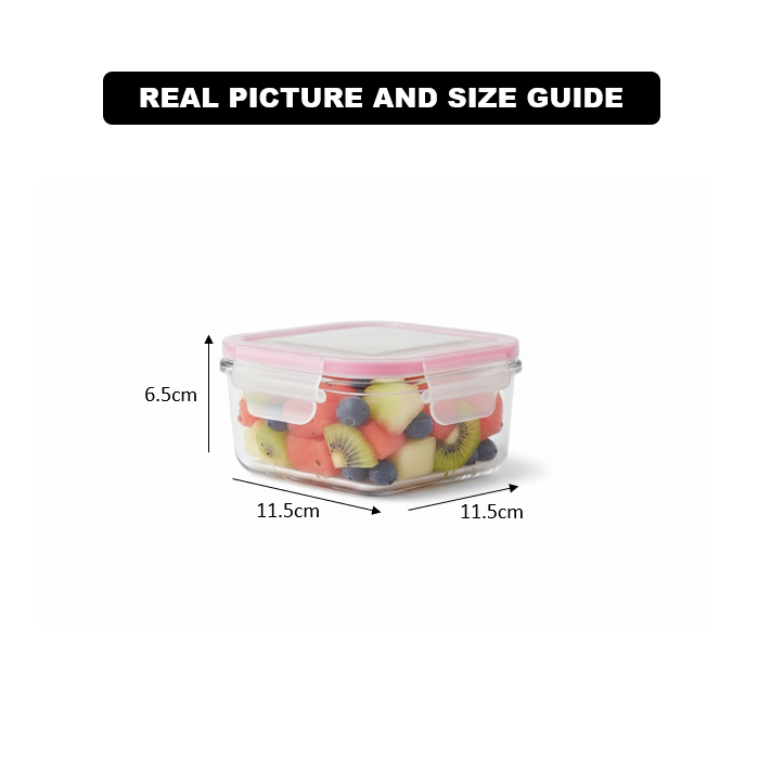 440ML Square Glass Container with Lid